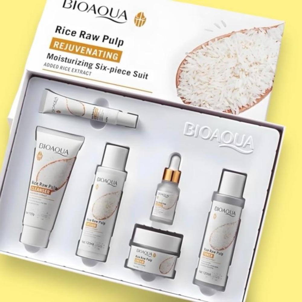 Bioaqua | Rice Raw Pulp Skincare set of 6pcs | Puree Moisturizing & Rejuvenating
